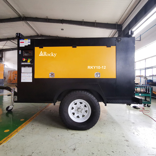 12 Bar Portable Wheeled Diesel Air Compressor for Mining
